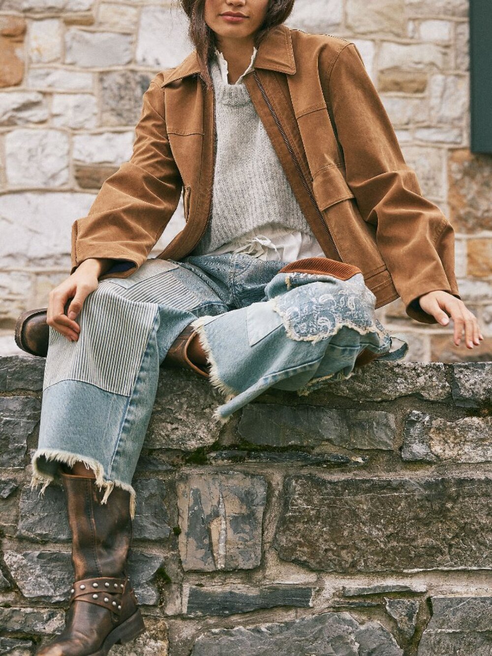 Free People Suede Leather Jacket in Camel Brown - Picture 6 of 11